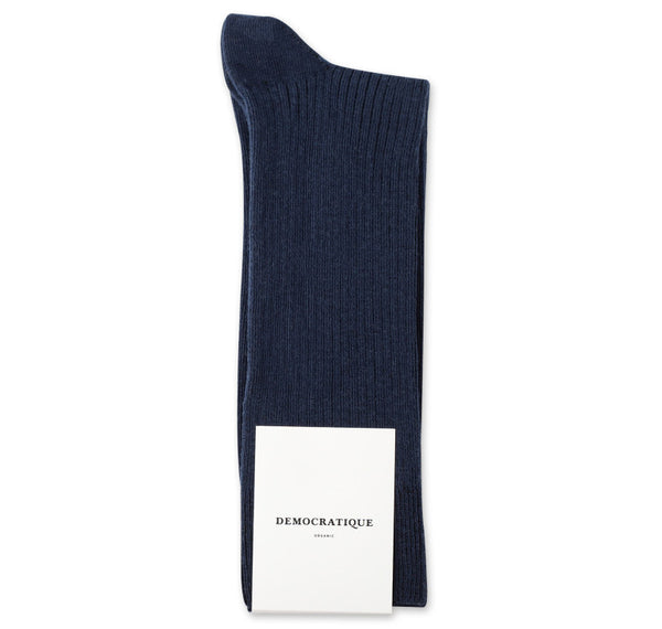 Fine Rib Socks Navy Blue