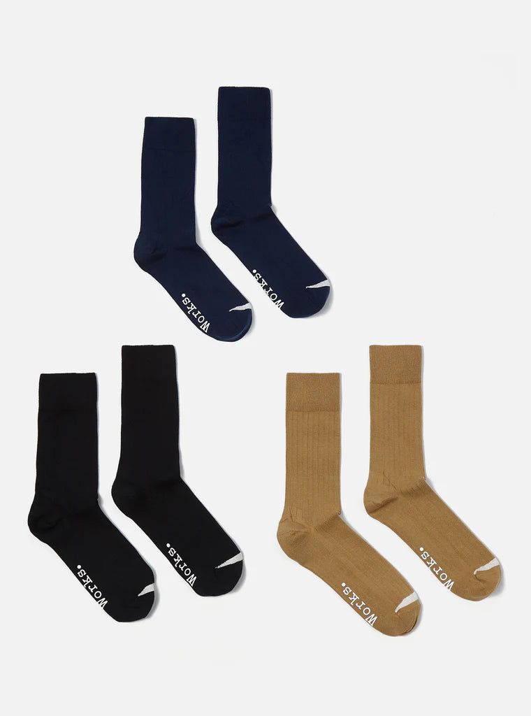 3 Pack Socks Black/Navy/Cumin